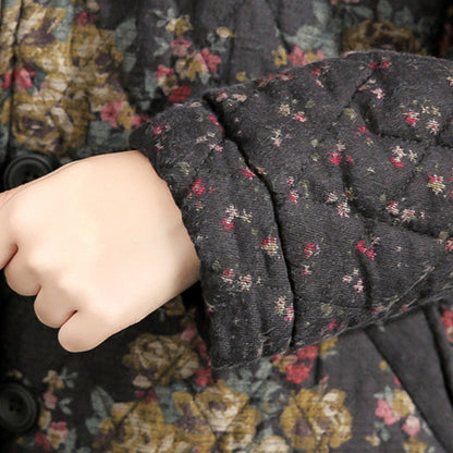 fashion thick warm print patchwork cotton cardigans plus size linen long sleeve winter coats