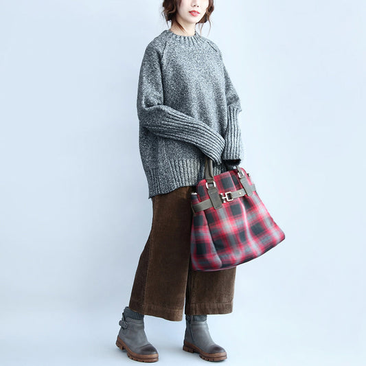 gray 2025 casaul cotton sweater plus size back side open long sleeve knit tops