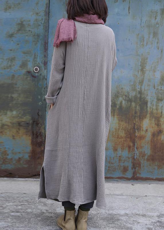 gray Sweater dress Women patchwork tunic side open knit dress - SooLinen