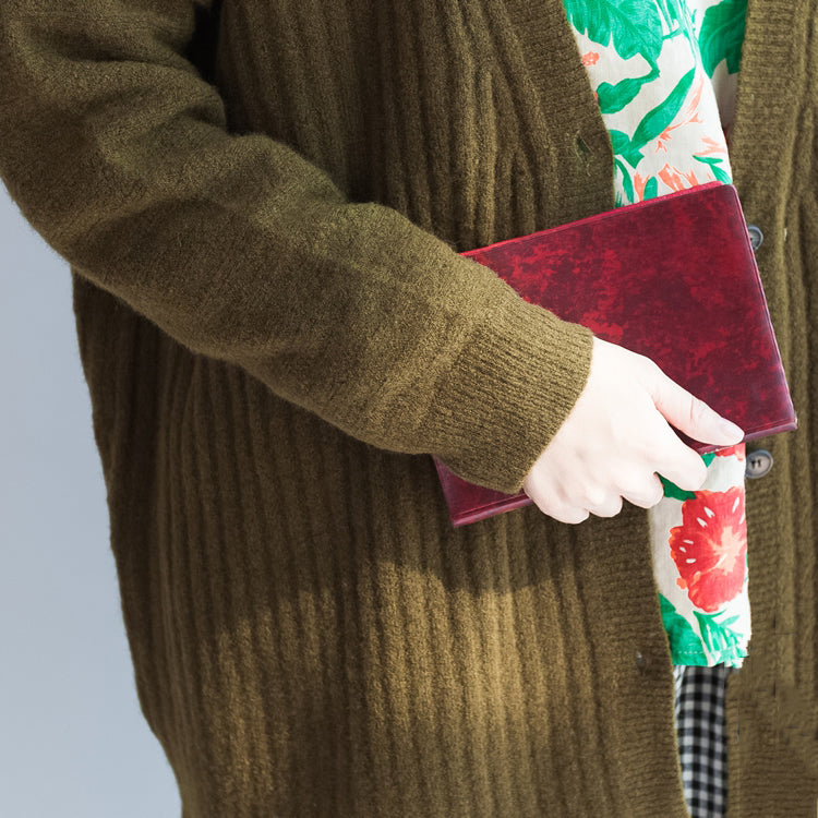 green casual striped knit blouse plus size long sleeve sweaters cardigans warm  fall 2025