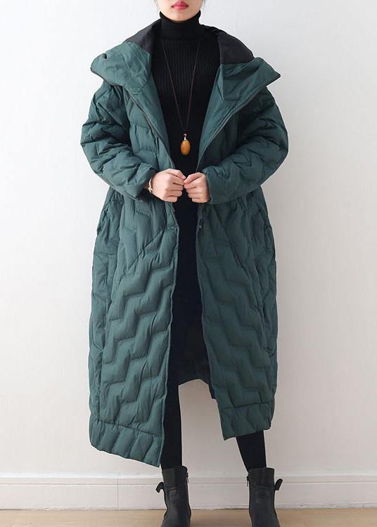 green down coat winter oversize hooded winter jacket asymmetric Warm winter outwear - SooLinen