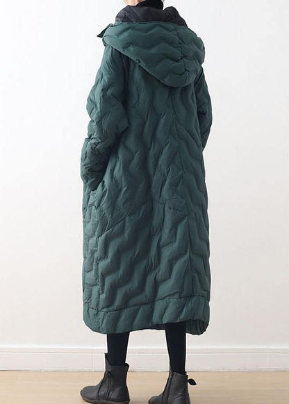 green down coat winter oversize hooded winter jacket asymmetric Warm winter outwear - SooLinen