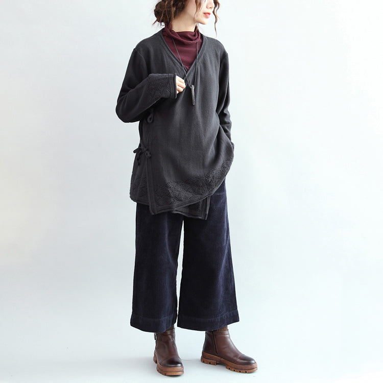 navy vitage cotton sweater cardigans plus size hem hollow out knit coats