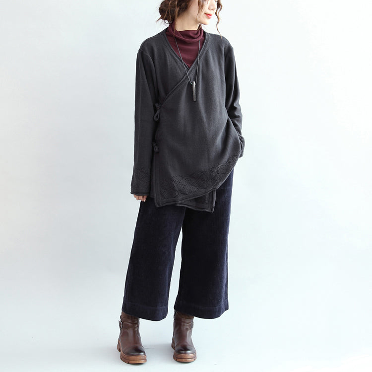 navy vitage cotton sweater cardigans plus size hem hollow out knit coats