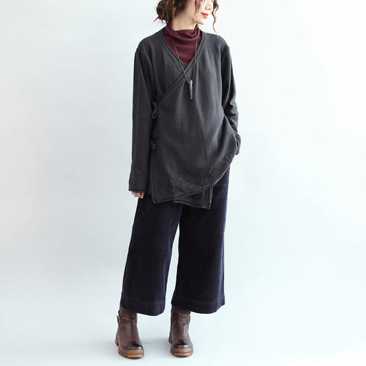 navy vitage cotton sweater cardigans plus size hem hollow out knit coats