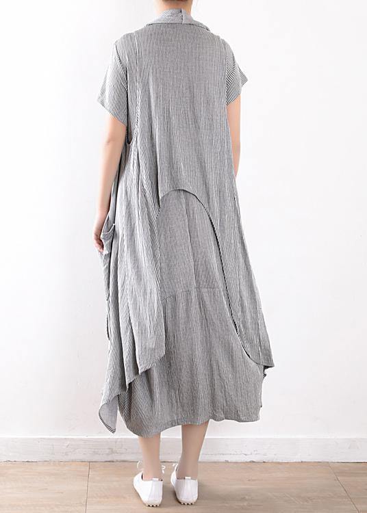 new 2019 gray linen two pieces sleeveless cardigans and o neck maxi dress - SooLinen