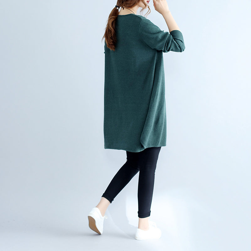 new casual green cozy cotton sweater dress oversize casual women knit dresses