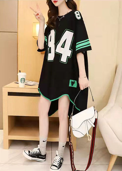 new casual black cotton dresss plus size o neck trareling dresses