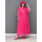 Black Tulle Party Dresses O-Neck Asymmetrical Half Sleeve