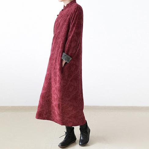 red winter dresses plus size linen dress 2025 new thick velour inside gown caftans vintage style