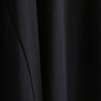 stylish black cotton blended side open dresses plus size o neck pockets New long sleeve asymmetric baggy dresses