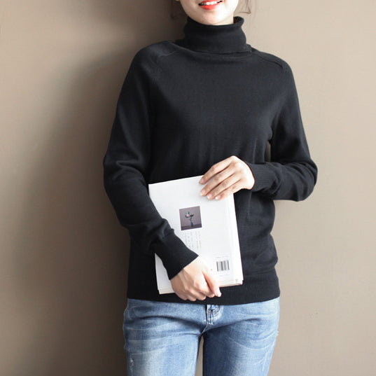 stylish black cozy sweater oversized pullover vintage warm winter t shirt knit