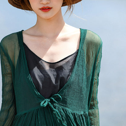 stylish blackish green silk caftans plus size v neck silk maxi dress boutique long sleeve baggy dresses large hem long dresses