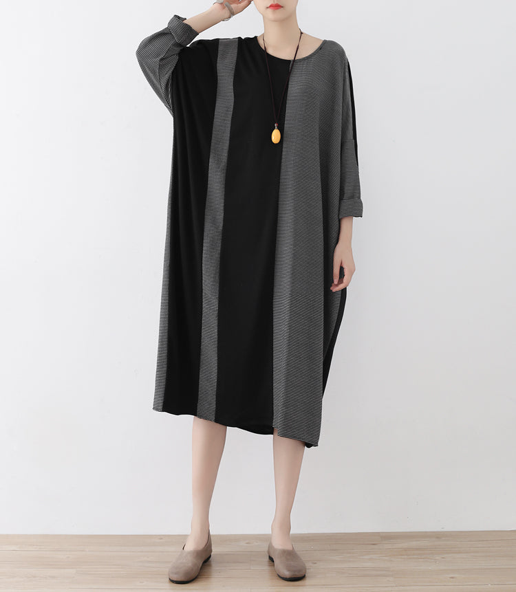 the lost 2025 strip cotton caftans fashion cotton dresses long oversized casual outfits