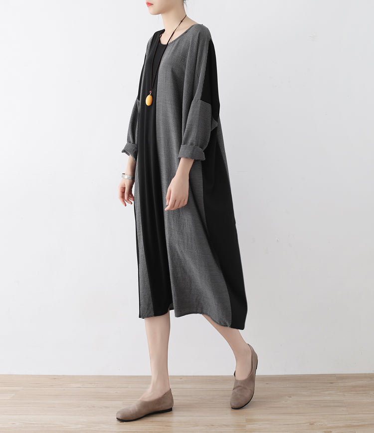 the lost 2025 strip cotton caftans fashion cotton dresses long oversized casual outfits