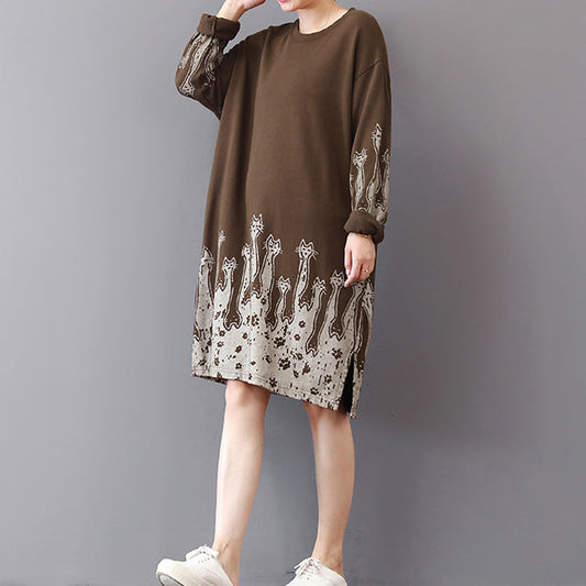 fine khaki cotton shift dresses trendy plus size cotton clothing dresses prints vintage side open cotton dress