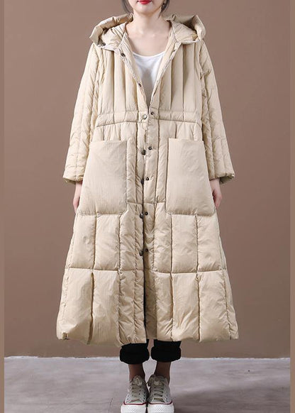 khaki down jacket woman plus size Winter womens parka hooded pockets New Jackets - SooLinen