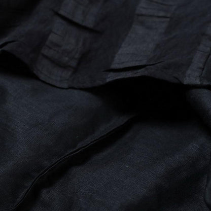 cotton blend dress trendy plus size Retro Loose Round Neck 12 Sleeve Black Dress