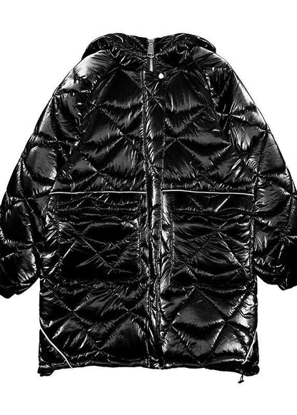 fine oversize winter jacket green hooded zippered Parkas for women - SooLinen