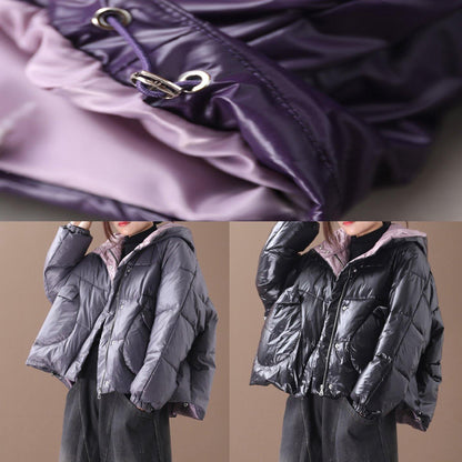 fine trendy plus size snow winter coats black hooded thick winter coats - SooLinen