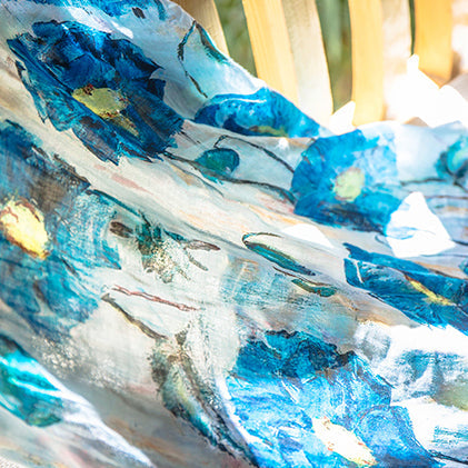 vintage blue white print linen maxi dress Loose fitting V neck linen gown fine half sleeve baggy dresses