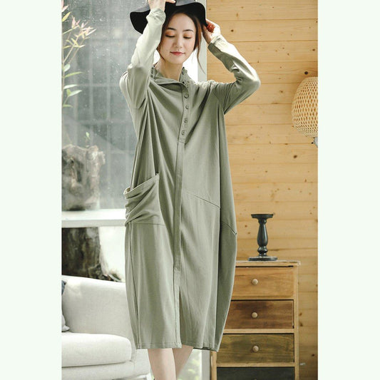 vintage light green knit dresses plus size clothing stand collar winter dresses women asymmetric pockets pullover