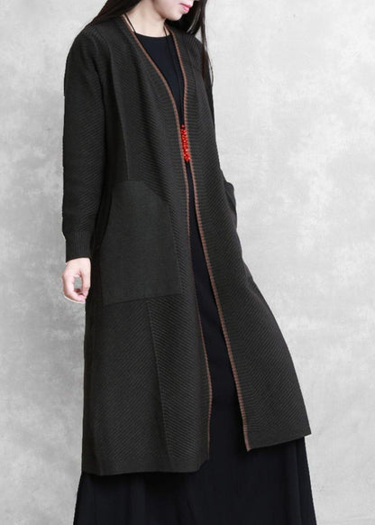 vintage oversize maxi coat dull green pockets Coats - SooLinen