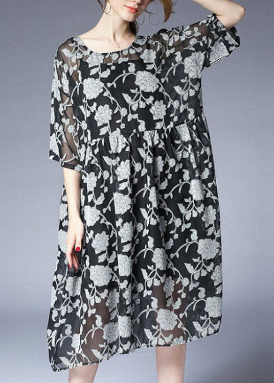 vintage summer dress Loose fitting Loose Summer Two Pieces 12 Sleeve Printed Dress