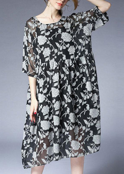 vintage summer dress Loose fitting Loose Summer Two Pieces 12 Sleeve Printed Dress