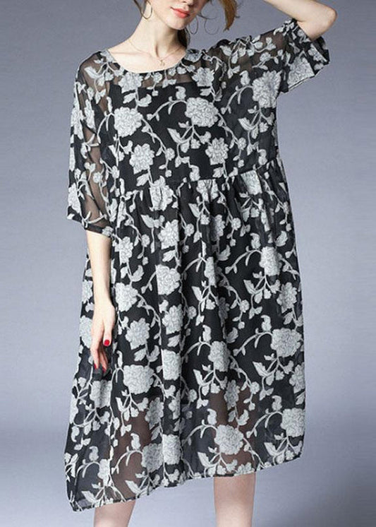 vintage summer dress Loose fitting Loose Summer Two Pieces 12 Sleeve Printed Dress