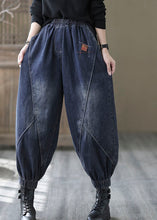 Load image into Gallery viewer, vintage Black elastic waist Pockets denim Pants Spring