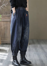 Load image into Gallery viewer, vintage Black elastic waist Pockets denim Pants Spring