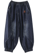 Load image into Gallery viewer, vintage Black elastic waist Pockets denim Pants Spring