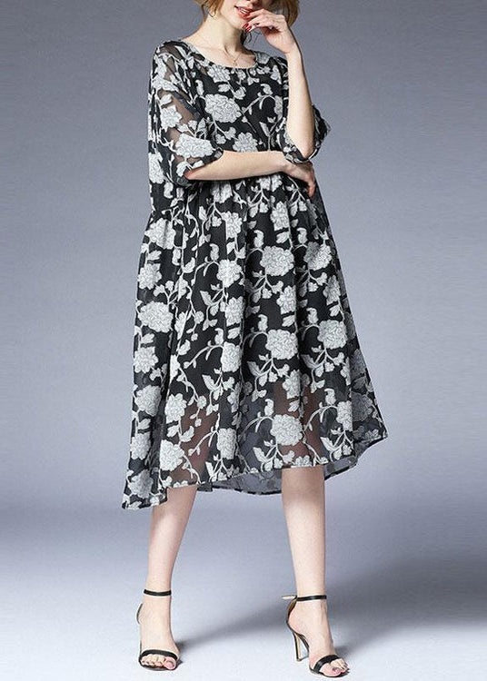 vintage summer dress Loose fitting Loose Summer Two Pieces 12 Sleeve Printed Dress