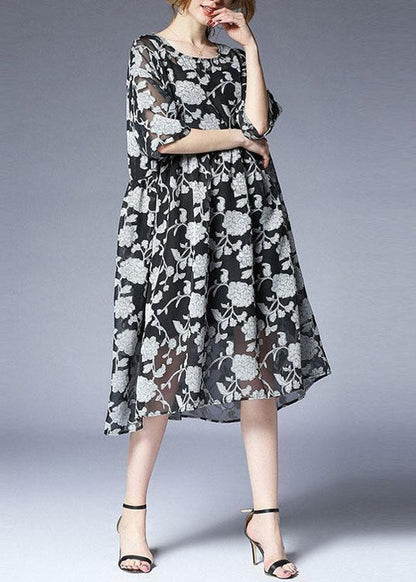 vintage summer dress Loose fitting Loose Summer Two Pieces 12 Sleeve Printed Dress