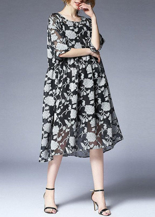 vintage summer dress Loose fitting Loose Summer Two Pieces 12 Sleeve Printed Dress