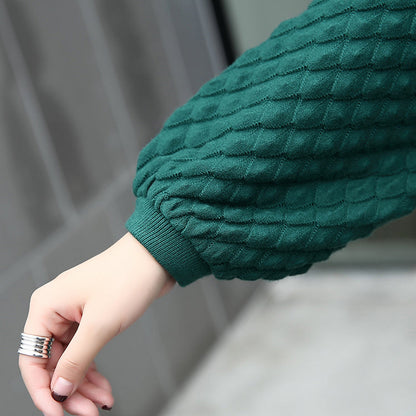 warm green sweater dresses casual O neck pullover sweater fine long sleeve sweater