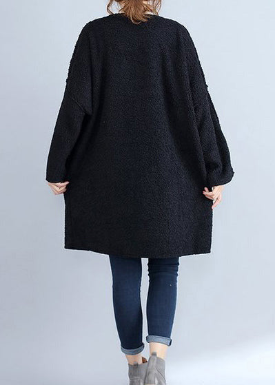 winter thick warm black lamb's wool dresses plus size casual long sleeve sweater dress