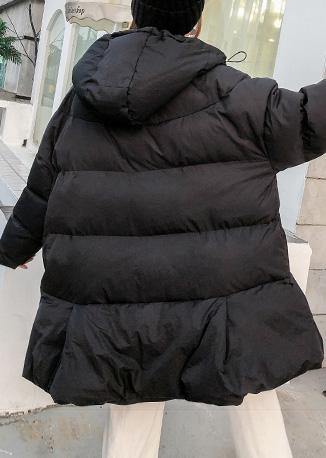 women black Parkas for women oversized snow jackets big pockets hooded winter coats - SooLinen