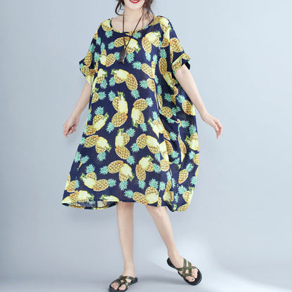 Women Blueprints Pure Chiffon Dresses Oversized Holiday Dresses 2025 O Neck Big Pockets Chiffon Dresses