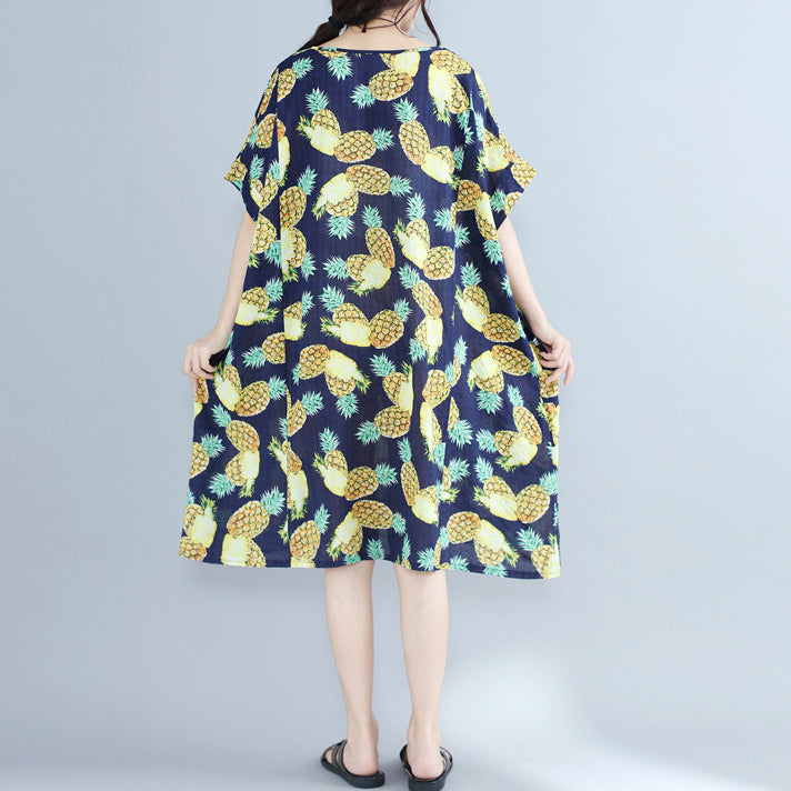 Women Blueprints Pure Chiffon Dresses Oversized Holiday Dresses 2025 O Neck Big Pockets Chiffon Dresses