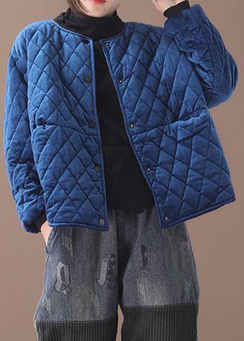 women blue women parka plus size Jackets & Coats o neck thick winter outwear - SooLinen