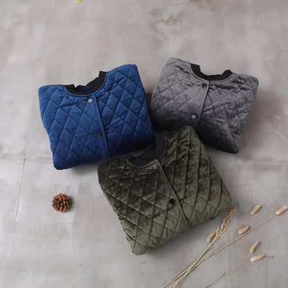 women blue women parka plus size Jackets & Coats o neck thick winter outwear - SooLinen