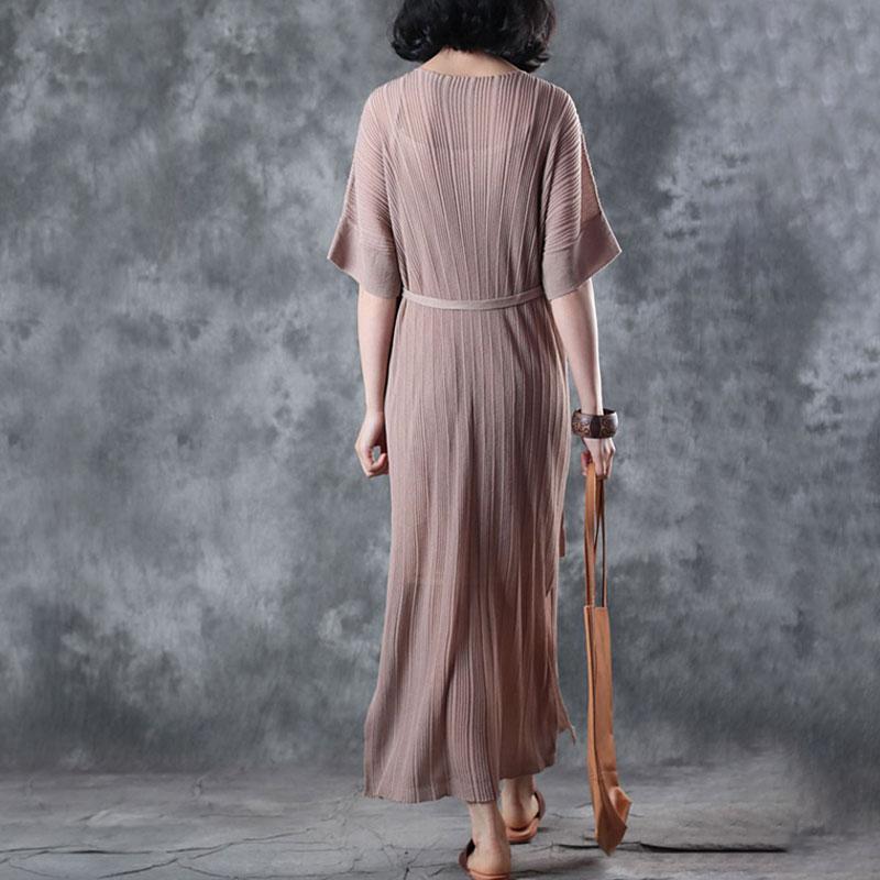 women cotton tops Loose fitting Lacing Knitting Dress Beige Two Pieces With Suspenders