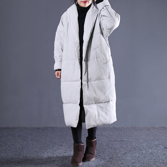 women light gray Winter Fashion Turn-down down Collar cotton overcoat fine pockets overcoat