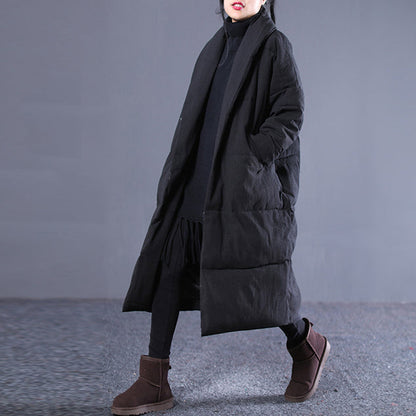 women light gray Winter Fashion Turn-down down Collar cotton overcoat fine pockets overcoat
