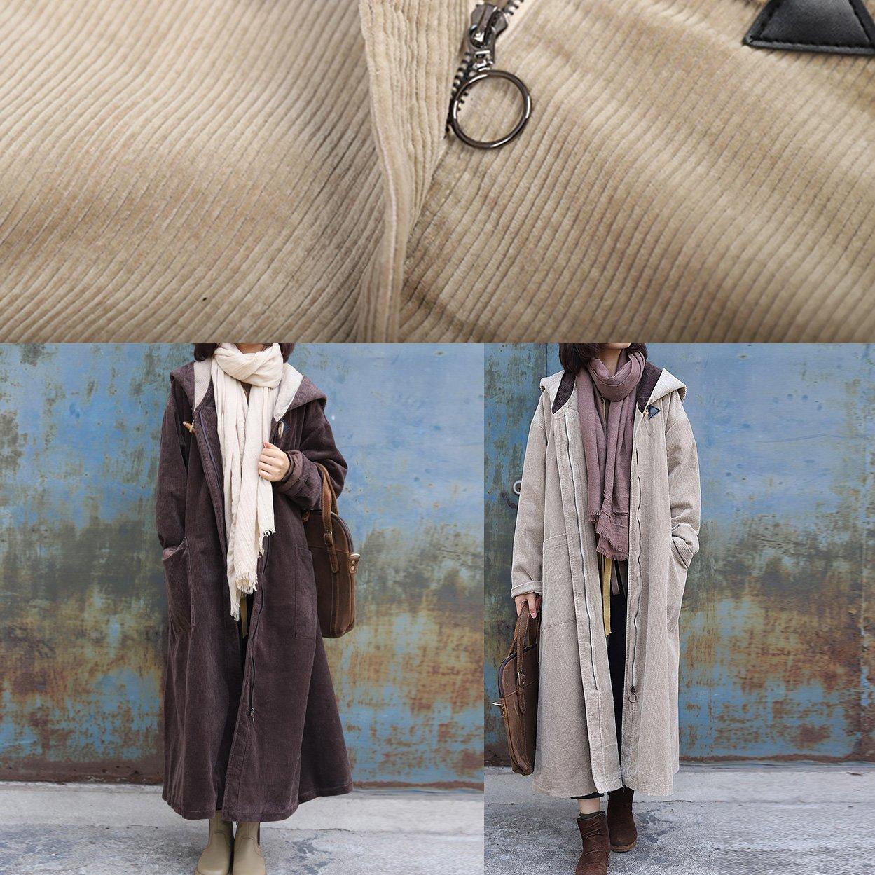 women nude overcoat trendy plus size winter jacket zippered hooded winter coats - SooLinen