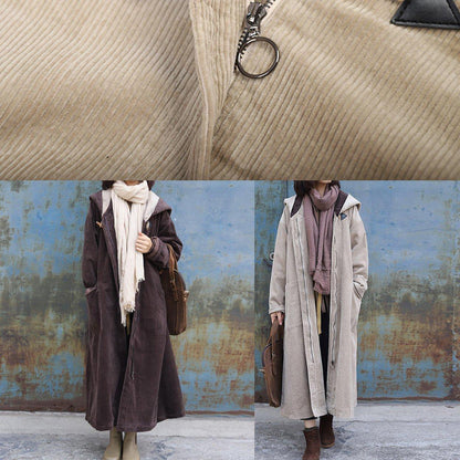 women nude overcoat trendy plus size winter jacket zippered hooded winter coats - SooLinen