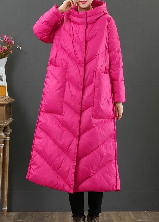 women oversize trench coat winter coat rose hooded pockets Woolen Coat - SooLinen