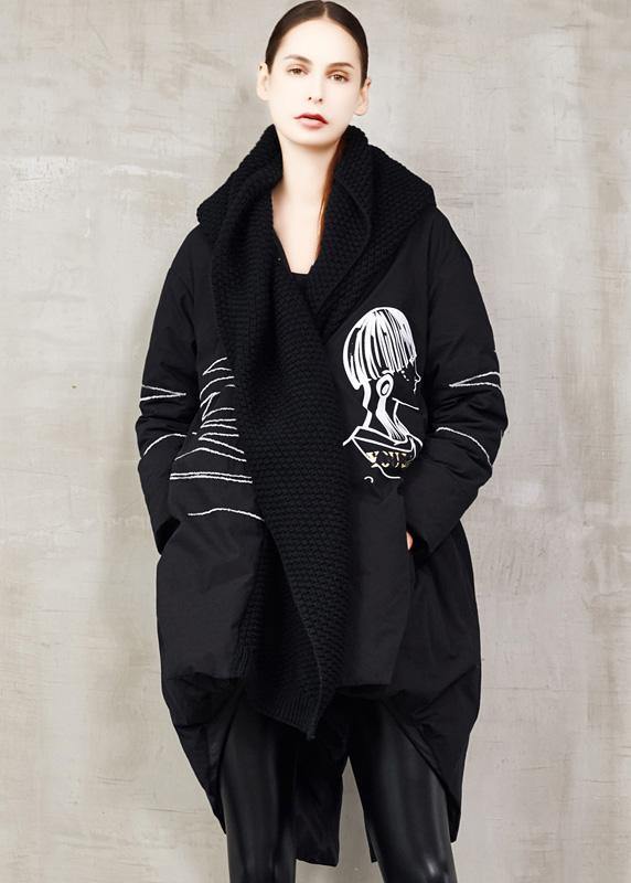 women plus size winter jacket back open Jackets black low high design down jacket woman - SooLinen